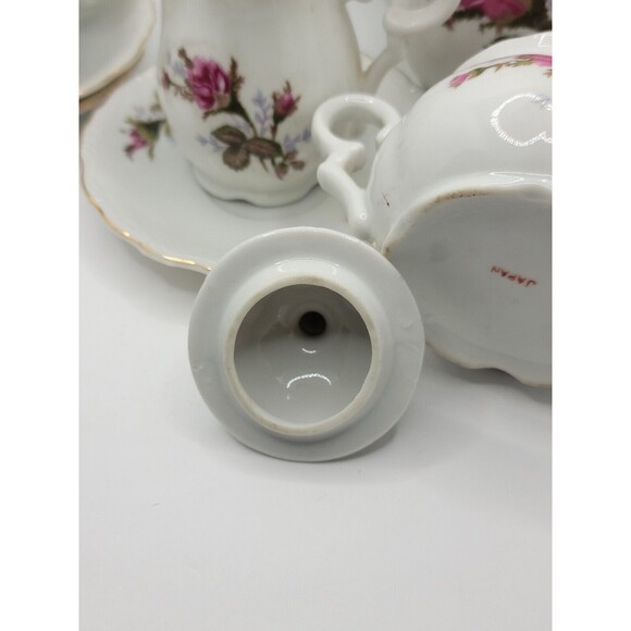 Royal Sealy Moss Rose China Mini Teapot, Creamer & Sugar w/Lid Made in Japan - Picture 12 of 16